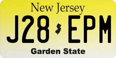 NJ license plate J28EPM