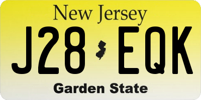 NJ license plate J28EQK