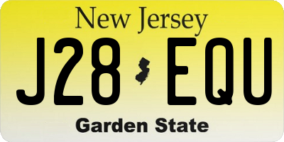 NJ license plate J28EQU