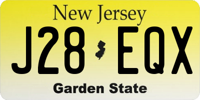 NJ license plate J28EQX