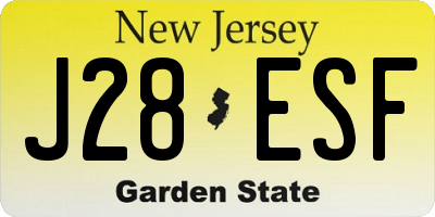 NJ license plate J28ESF