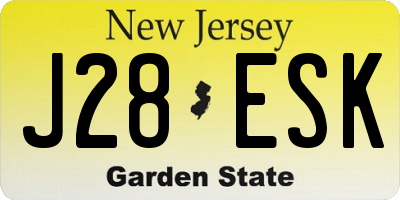 NJ license plate J28ESK