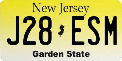 NJ license plate J28ESM