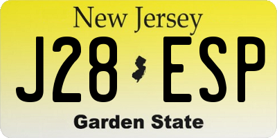 NJ license plate J28ESP