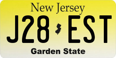NJ license plate J28EST