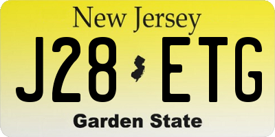 NJ license plate J28ETG