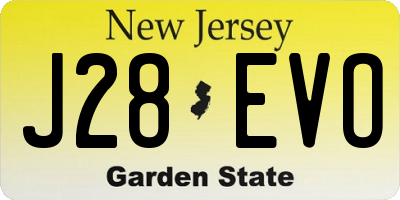 NJ license plate J28EVO