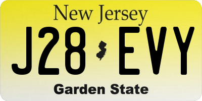 NJ license plate J28EVY