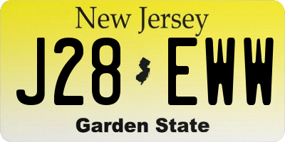 NJ license plate J28EWW