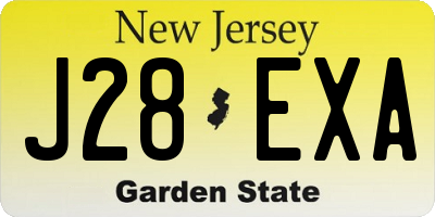NJ license plate J28EXA