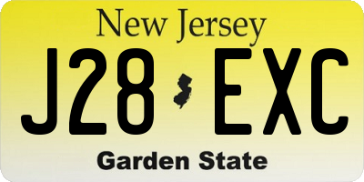 NJ license plate J28EXC
