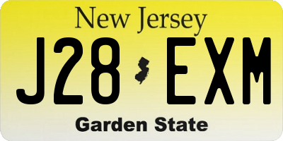 NJ license plate J28EXM