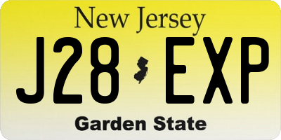 NJ license plate J28EXP