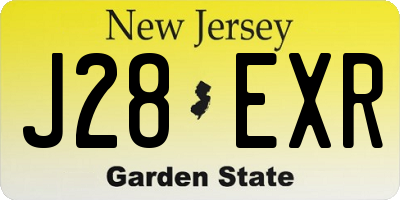 NJ license plate J28EXR