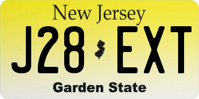 NJ license plate J28EXT
