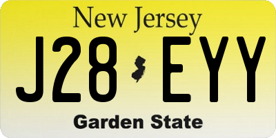 NJ license plate J28EYY