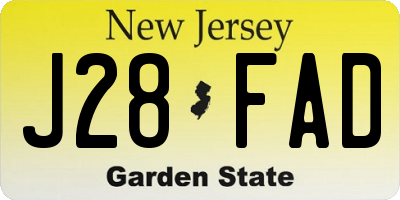 NJ license plate J28FAD