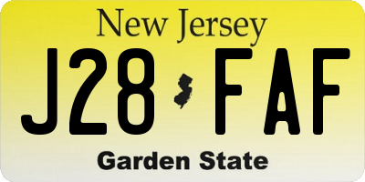 NJ license plate J28FAF