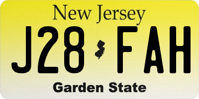 NJ license plate J28FAH