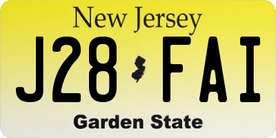 NJ license plate J28FAI