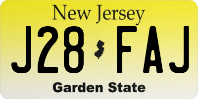 NJ license plate J28FAJ