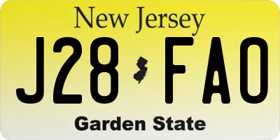 NJ license plate J28FAO