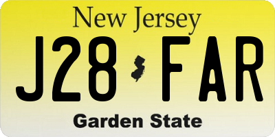 NJ license plate J28FAR