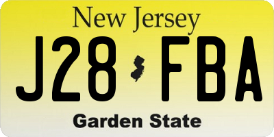 NJ license plate J28FBA