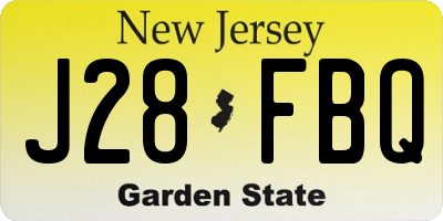 NJ license plate J28FBQ