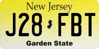 NJ license plate J28FBT