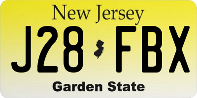 NJ license plate J28FBX