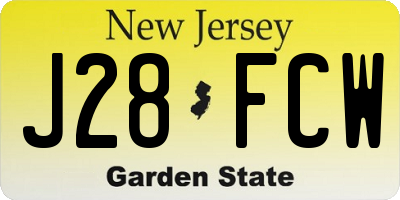 NJ license plate J28FCW