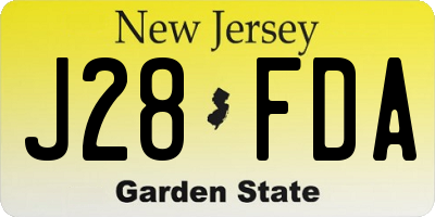 NJ license plate J28FDA