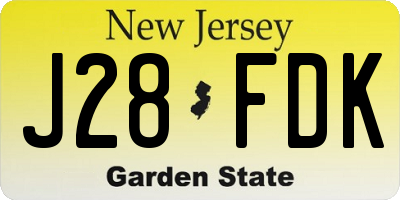 NJ license plate J28FDK
