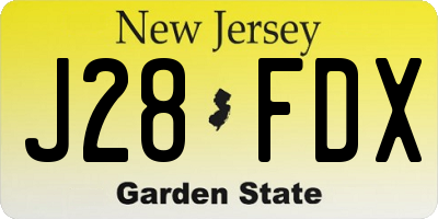NJ license plate J28FDX