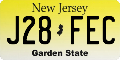 NJ license plate J28FEC
