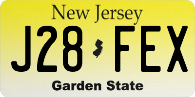 NJ license plate J28FEX