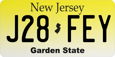 NJ license plate J28FEY