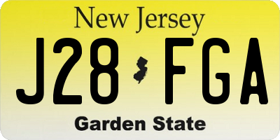 NJ license plate J28FGA