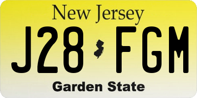 NJ license plate J28FGM