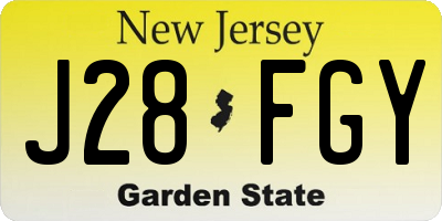 NJ license plate J28FGY
