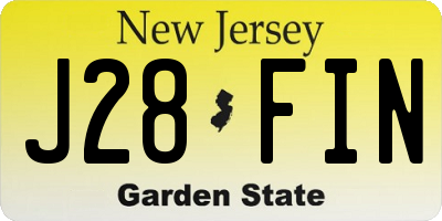 NJ license plate J28FIN