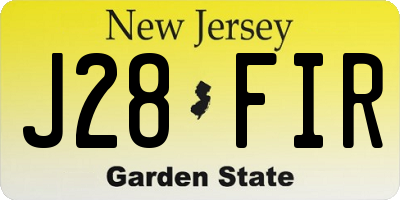 NJ license plate J28FIR