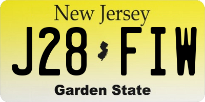 NJ license plate J28FIW