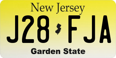 NJ license plate J28FJA