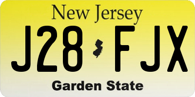 NJ license plate J28FJX