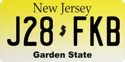 NJ license plate J28FKB