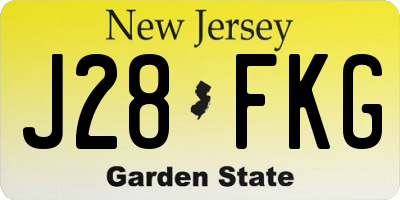 NJ license plate J28FKG