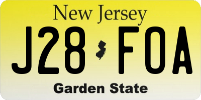 NJ license plate J28FOA