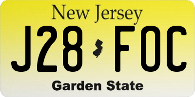 NJ license plate J28FOC